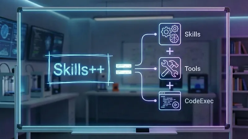 Skills++ equation: Skills plus Tools plus Code Execution